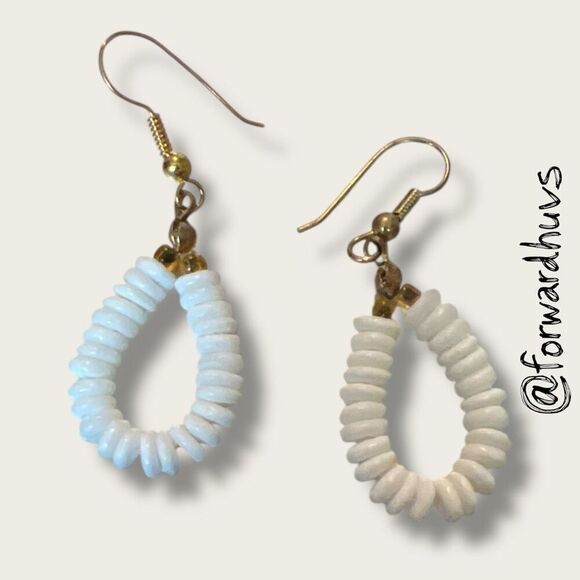 Bundle Sale 3 for $15 | White Shell Dangle Earrings – 1 3/4” - Picture 1 of 6